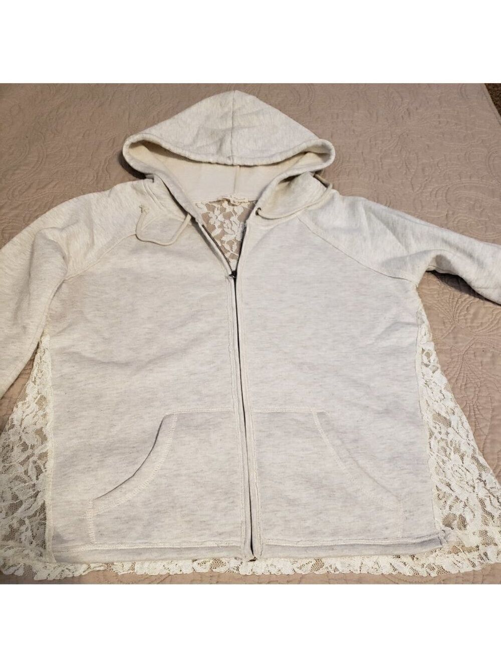 HEM & Thread Heather Gray Hoodie w/full lace back